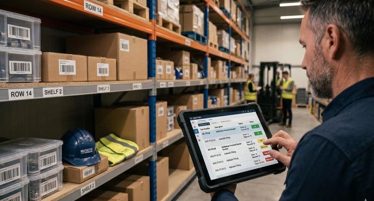 Werken met tablet in magazijn